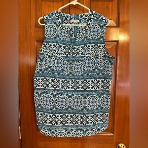 Teal and blue Sleeveless V-neck casual top